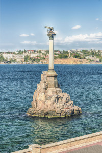 Sunken ships memorial, iconic monument and landmark in Sevastopol, Crimea