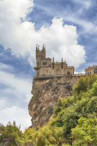 Swallow's nest, scenic castle and iconic landmark over the Black Sea in Yalta, Crimea