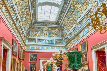ST. PETERSBURG, RUSSIA - AUGUST 27: Interior of the State Hermitage (Winter Palace) in St. Petersburg, Russia, August 27, 2016. Hermitage is one of the largest and oldest museums of art and culture in the world