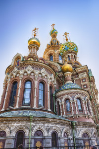 Scenic view of the Church of the Savior on Spilled Blood, iconic landmark in St. Petersburg, Russia