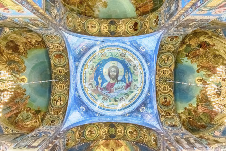 Interior of the Church of the Savior on Spilled Blood in St. Petersburg, Russia