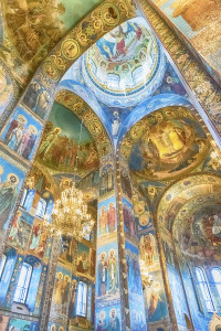 Interior of the Church of the Savior on Spilled Blood in St. Petersburg, Russia