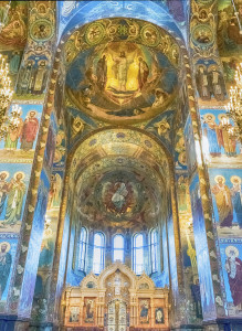 Interior of the Church of the Savior on Spilled Blood in St. Petersburg, Russia