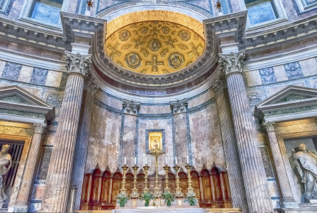 Altar inside the Pantheon, one of the main landmarks in Rome, Italy