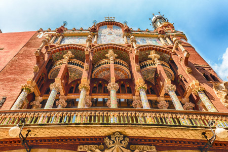 Exterior of Palau de la Musica Catalana, modernist Concert Hall in Barcelona, Catalonia, Spain
