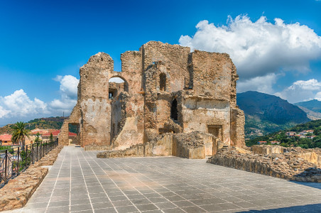 Ruins of an old castle in Fiumefreddo Bruzio, small village in south of Italy