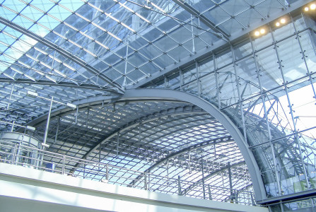 Glass Interiors of Berlin Hauptbahnhof, main railway station of the german capital city