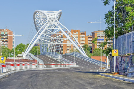 The iconic Garbatella Bridge, modern architecture in Rome, Italy