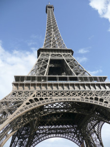 The iconic Eiffel Tower, view from the ground, Paris, France